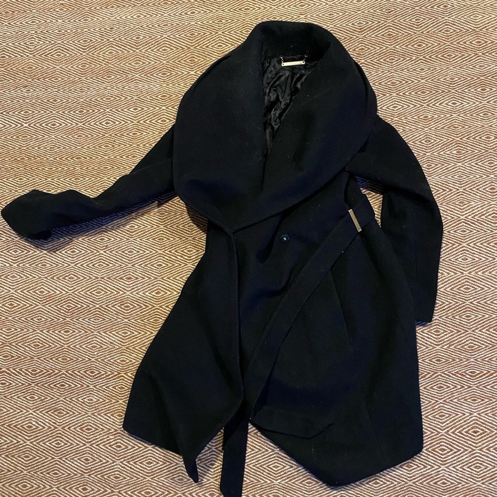 DVF Black wrap coat